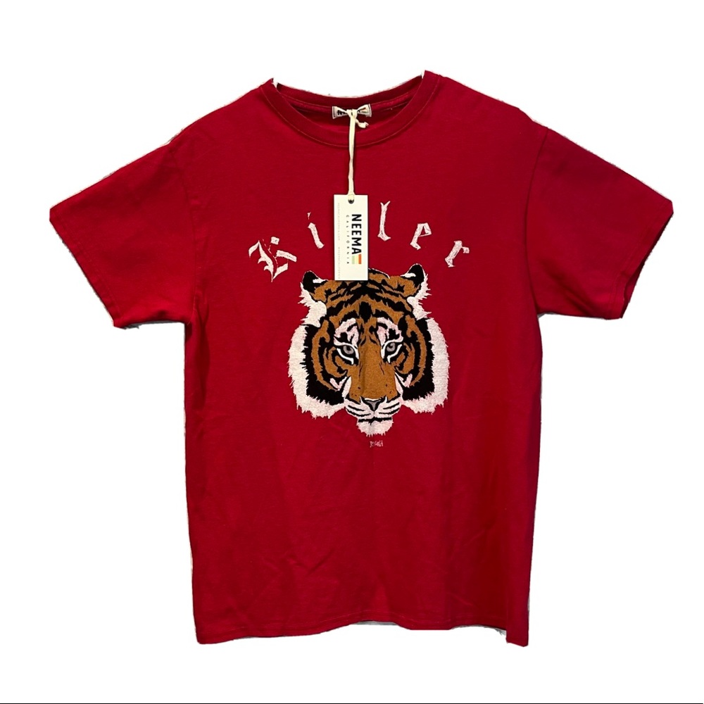 NWT NEEMA California Sample One Size Red "Killer" Tiger Graphic Print T-Shirt